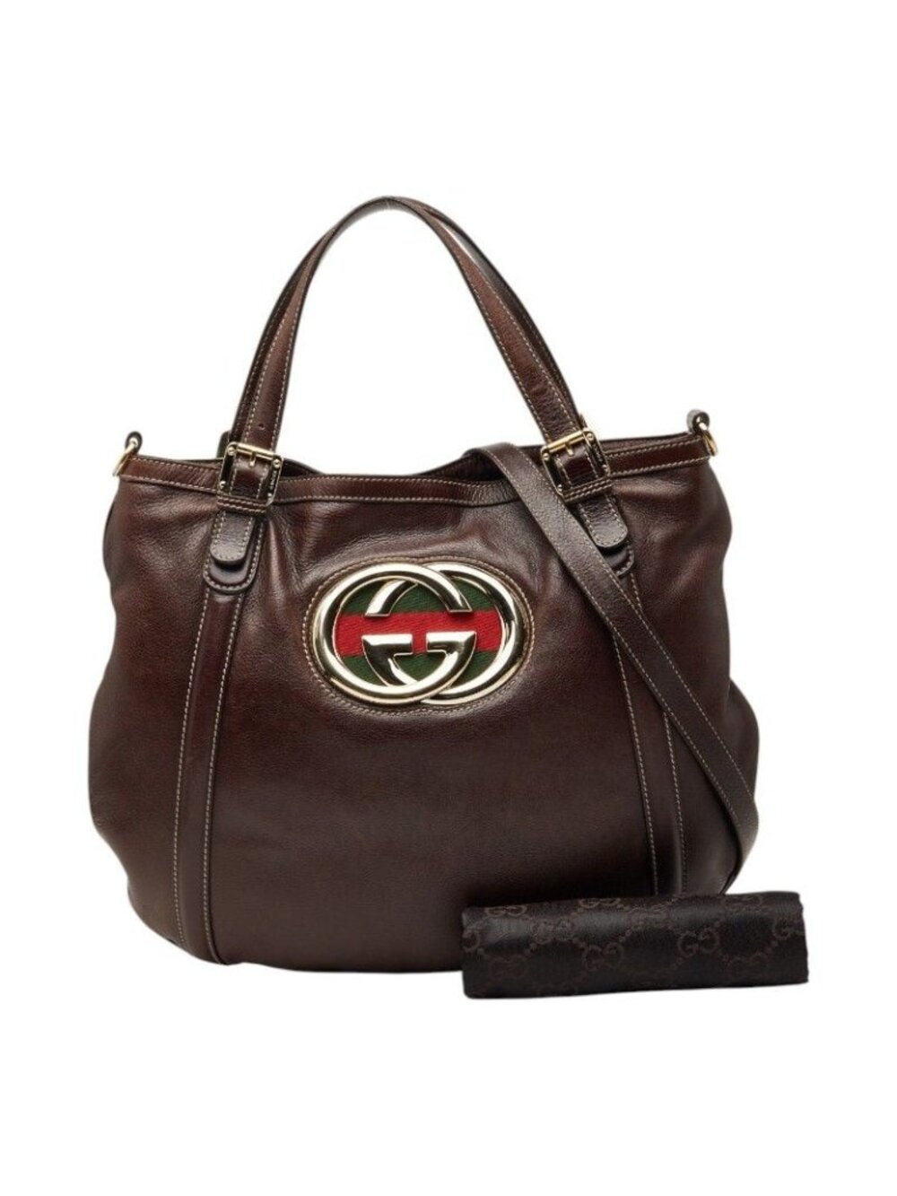 Gucci Double New Britt Sherry Line 2-Way Shoulder Bag Brown Leather - Picture 10 of 10